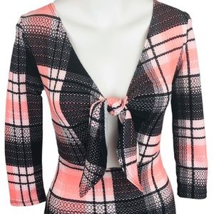 Boutique dress Daylight bodycon tie front plaid